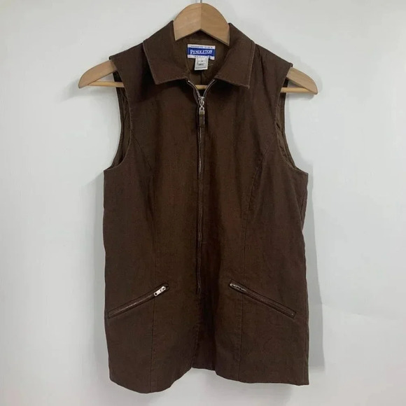 Pendleton Jackets & Blazers - Pendleton Women's Vintage‎ Linen Full Zip Made in Hong Kong Vest Size 4